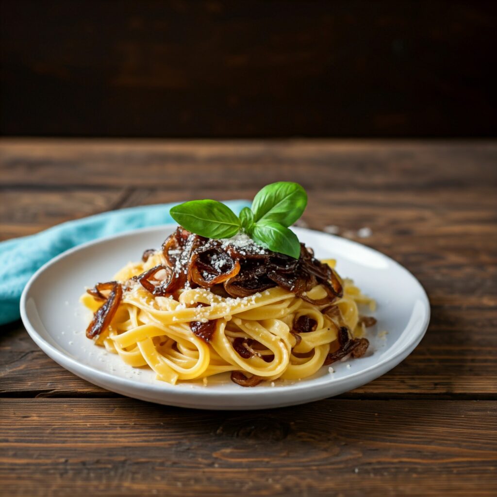 A colorful pasta dish topped with cherry tomatoes, fresh basil, and grated Parmesan cheese.