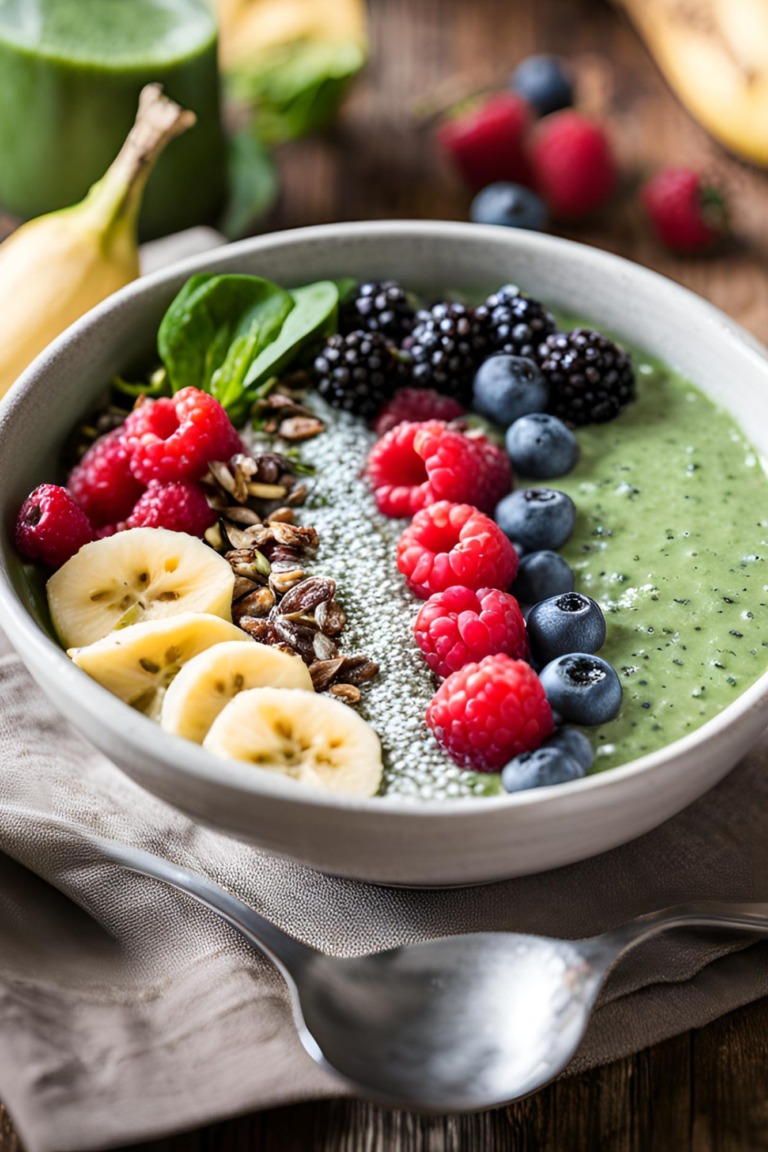 Smoothie Bowl with Spinach and Chia Seeds